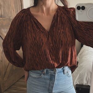 Tucker Rust and Black Striped Blouse